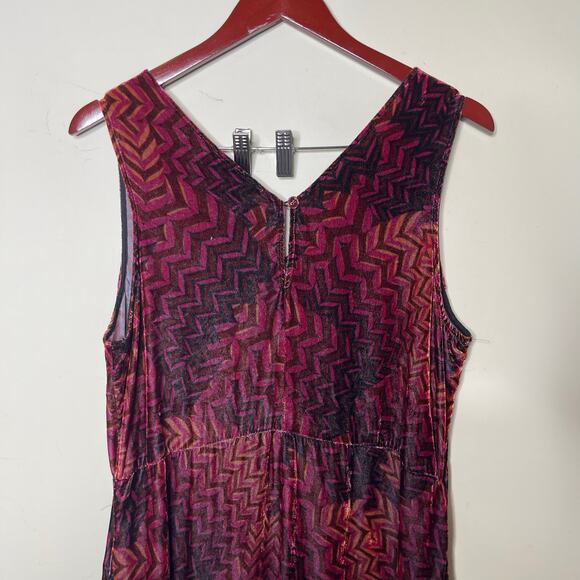 Johnny Was Belle Burgundy Pink Velvet Sleeveless Tank Midi Dress sz M - Picture 6 of 7